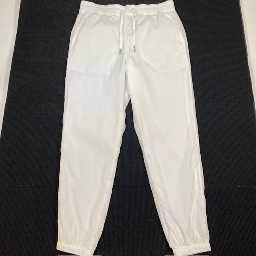 Lululemon Athletica White Seersucker Mesh Lined Jogger Pants Womens 8 Drawstring